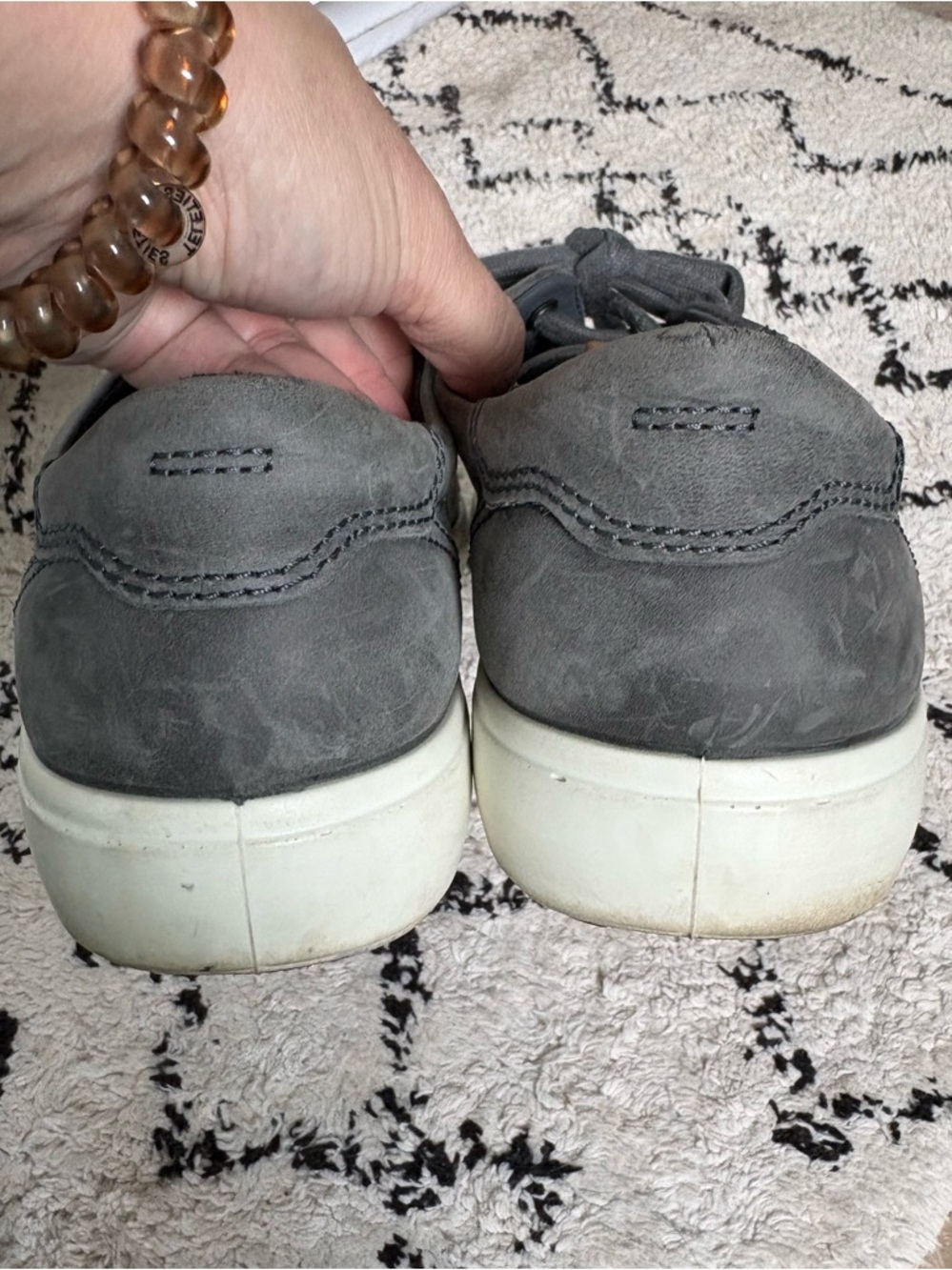Ecco Mens Soft 7 Sneakers Gray Leather Lace Up Low Top Shoes Size 8 US 42 EU - Picture 10 of 11